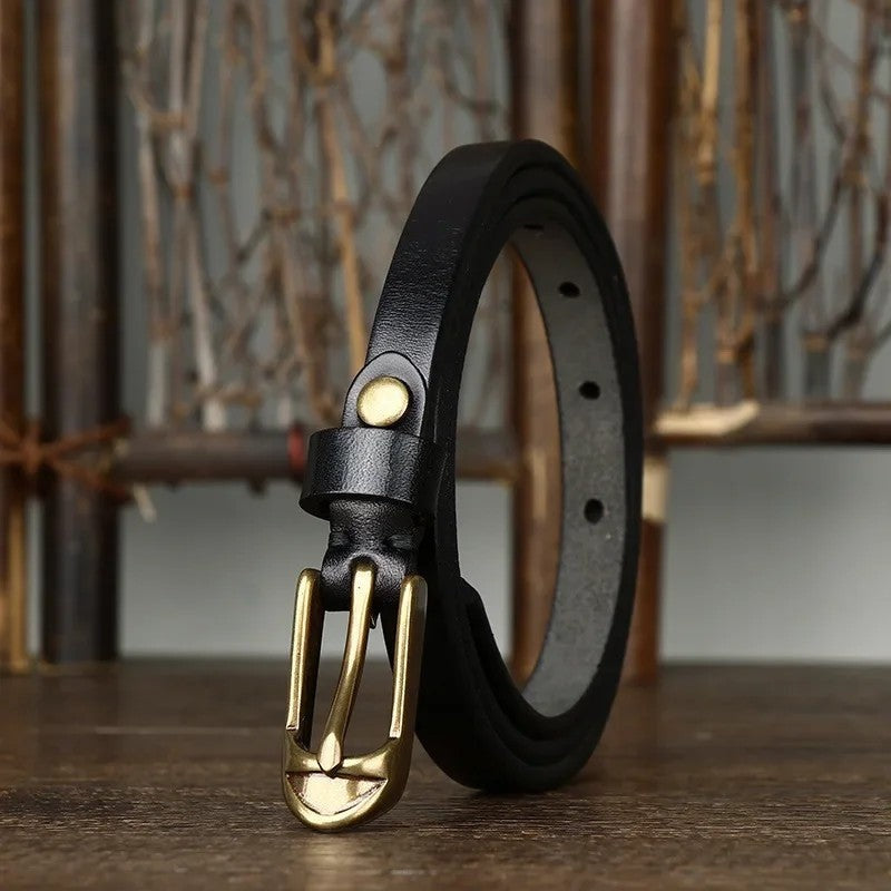 Polished Leather Skinny Belt