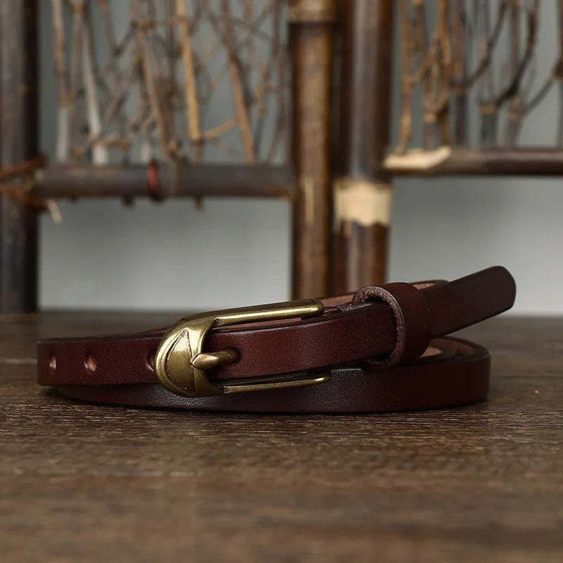 Polished Leather Skinny Belt