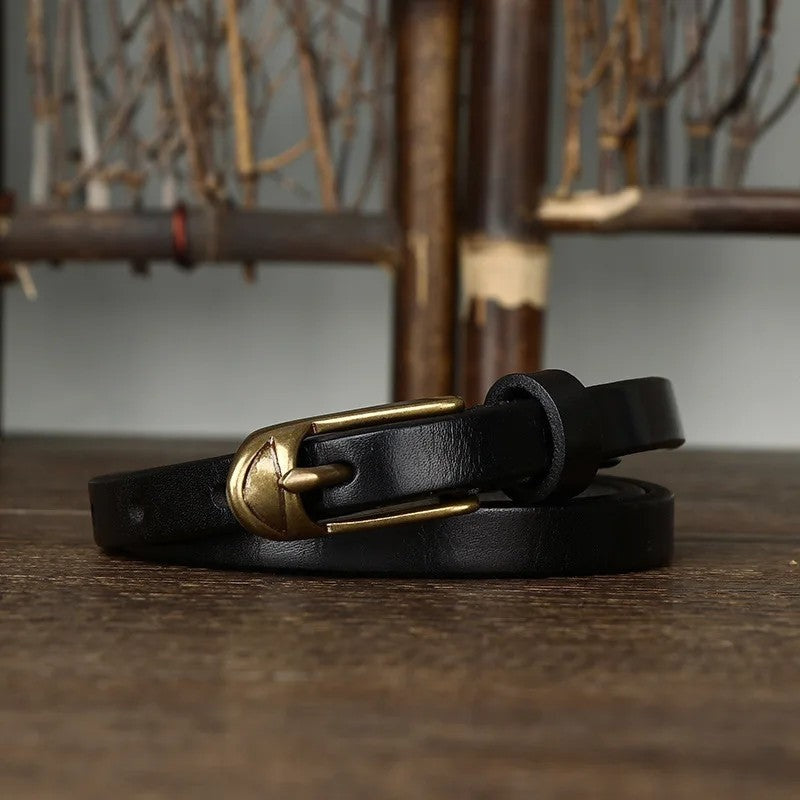 Polished Leather Skinny Belt