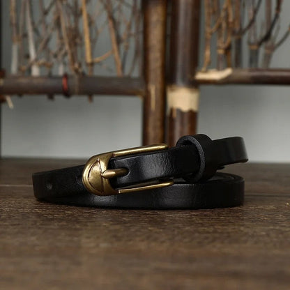 Polished Leather Skinny Belt