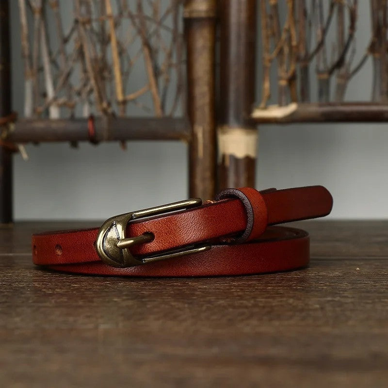 Polished Leather Skinny Belt