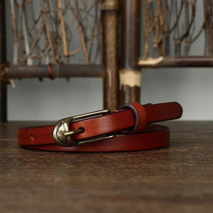 Polished Leather Skinny Belt