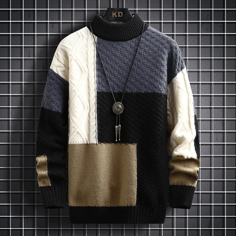 Saviour Patchwork Textured Knit Sweater