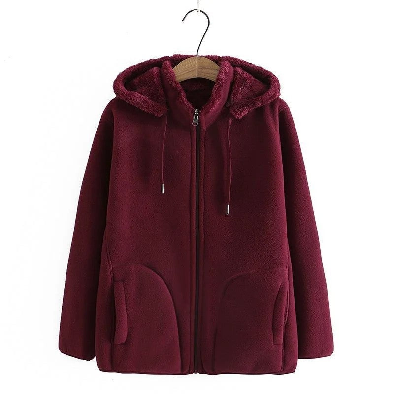 Quekae Cozy Hooded Fleece Jacket