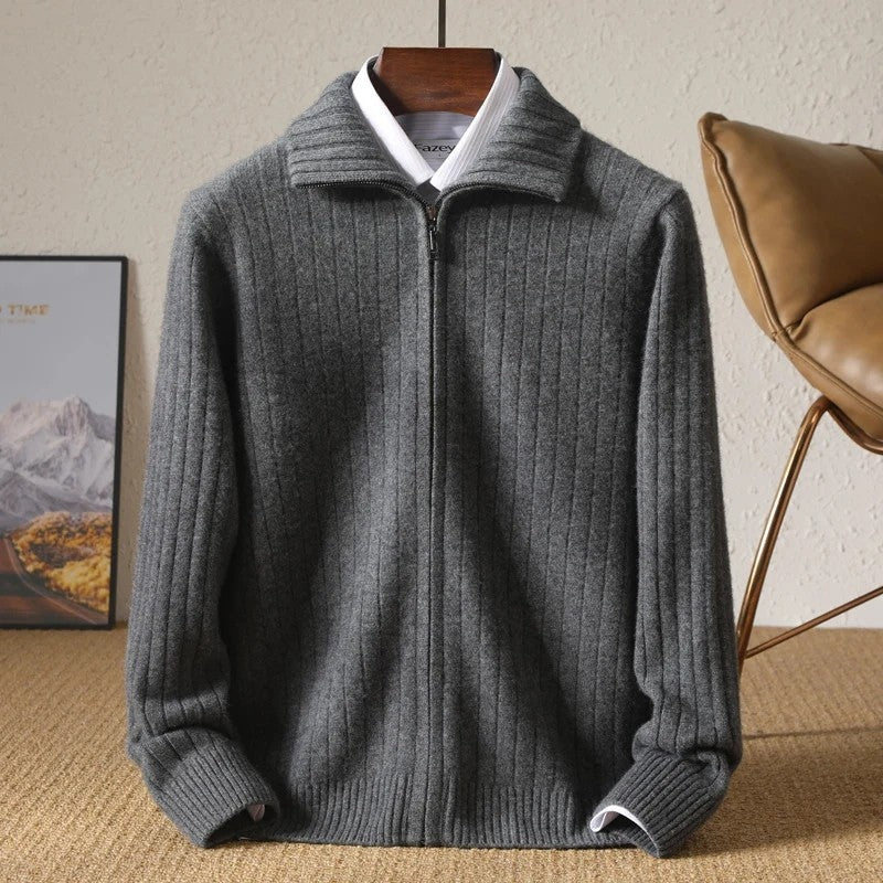 Renoux Ribbed Zip Knit Cardigan