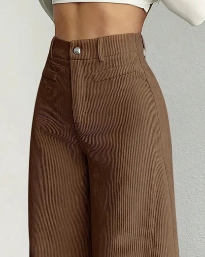 Rivelle Corduroy High-Waist Wide-Leg Pants