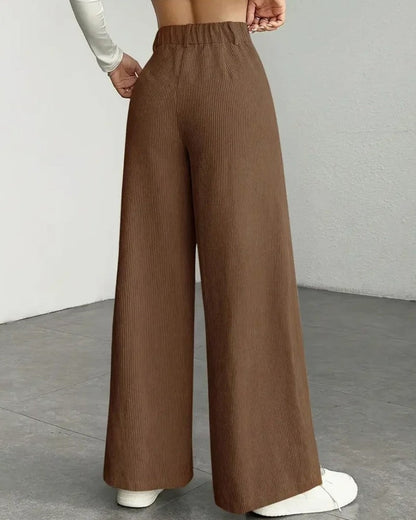 Rivelle Corduroy High-Waist Wide-Leg Pants