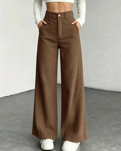 Rivelle Corduroy High-Waist Wide-Leg Pants
