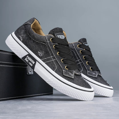 Rovano Distressed Canvas Low-Top Sneakers