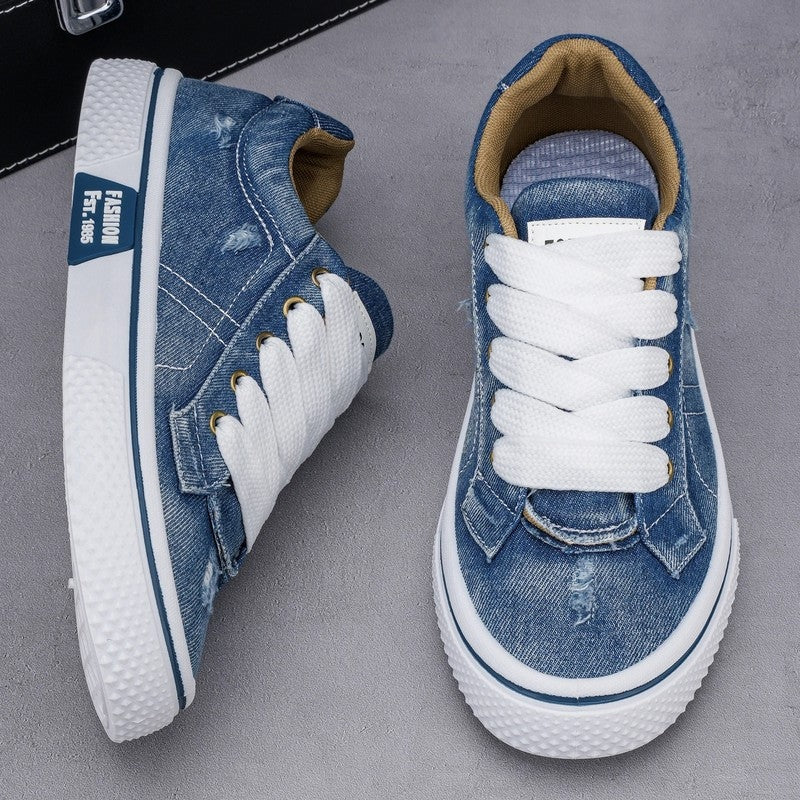 Rovano Distressed Canvas Low-Top Sneakers