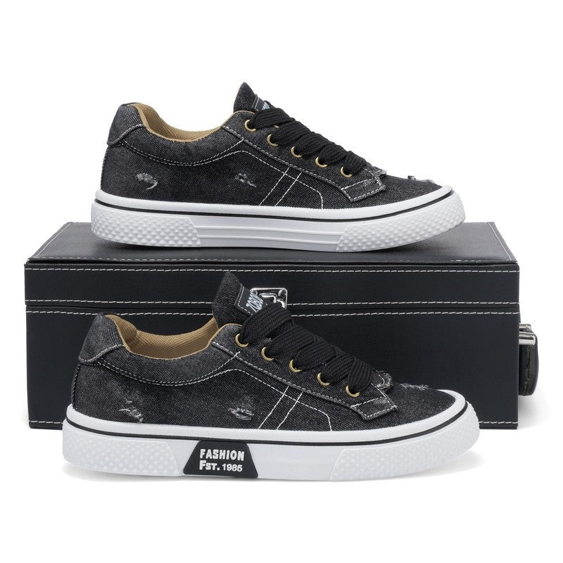 Rovano Distressed Canvas Low-Top Sneakers