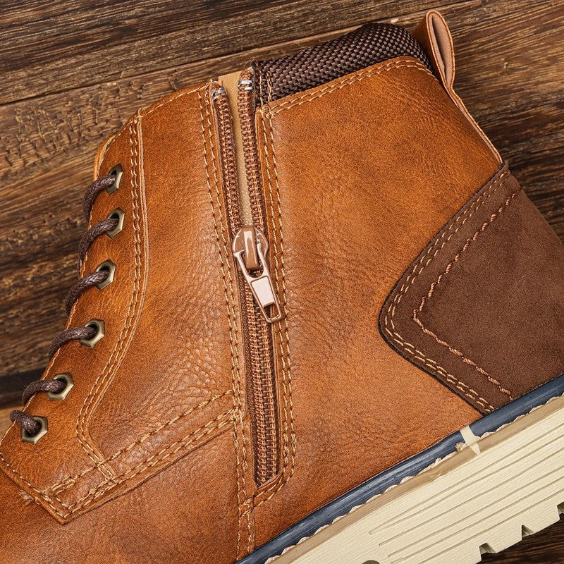 Rovick Plaid Lined Leather Lace-Up Boots
