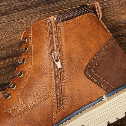 Rovick Plaid Lined Leather Lace-Up Boots