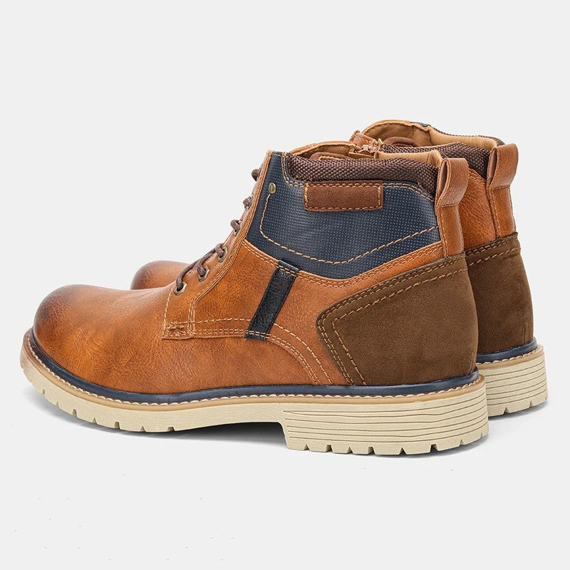 Rovick Plaid Lined Leather Lace-Up Boots