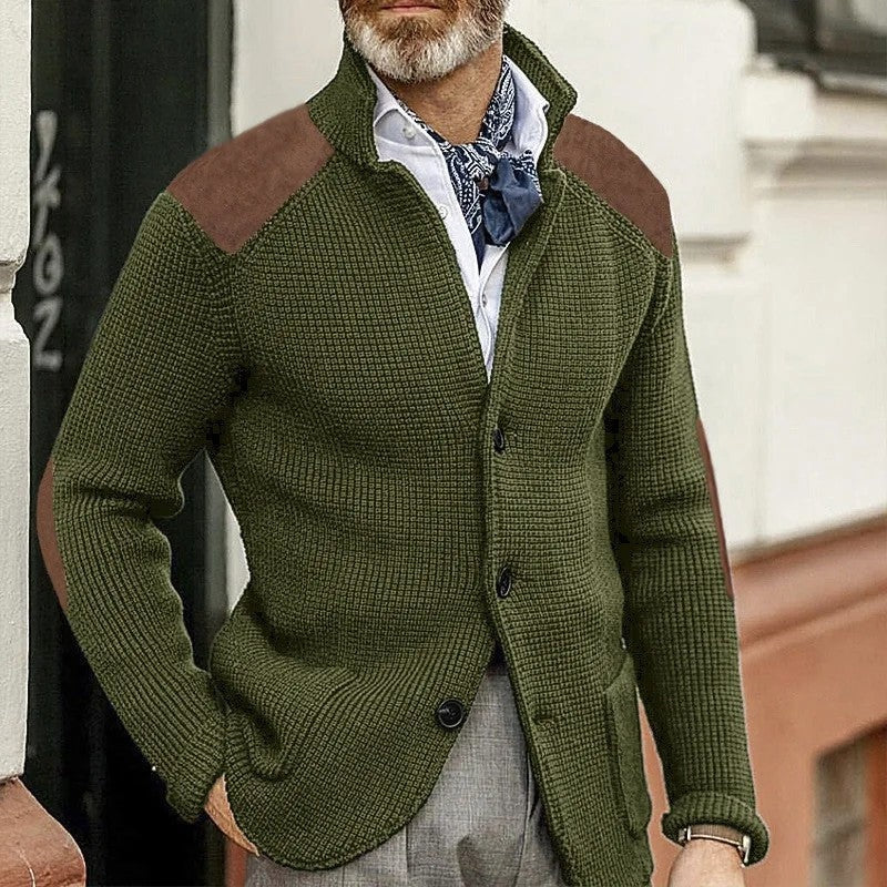 Ruvino Textured Knit Patch Shoulder Cardigan