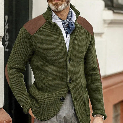 Ruvino Textured Knit Patch Shoulder Cardigan