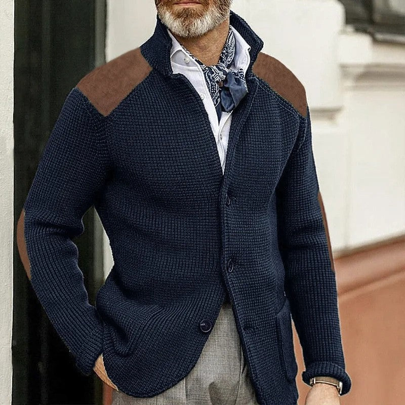 Ruvino Textured Knit Patch Shoulder Cardigan