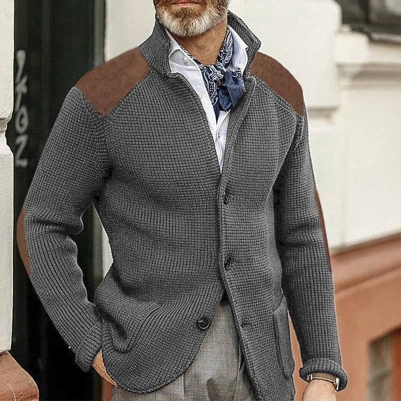 Ruvino Textured Knit Patch Shoulder Cardigan