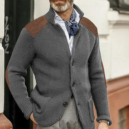Ruvino Textured Knit Patch Shoulder Cardigan