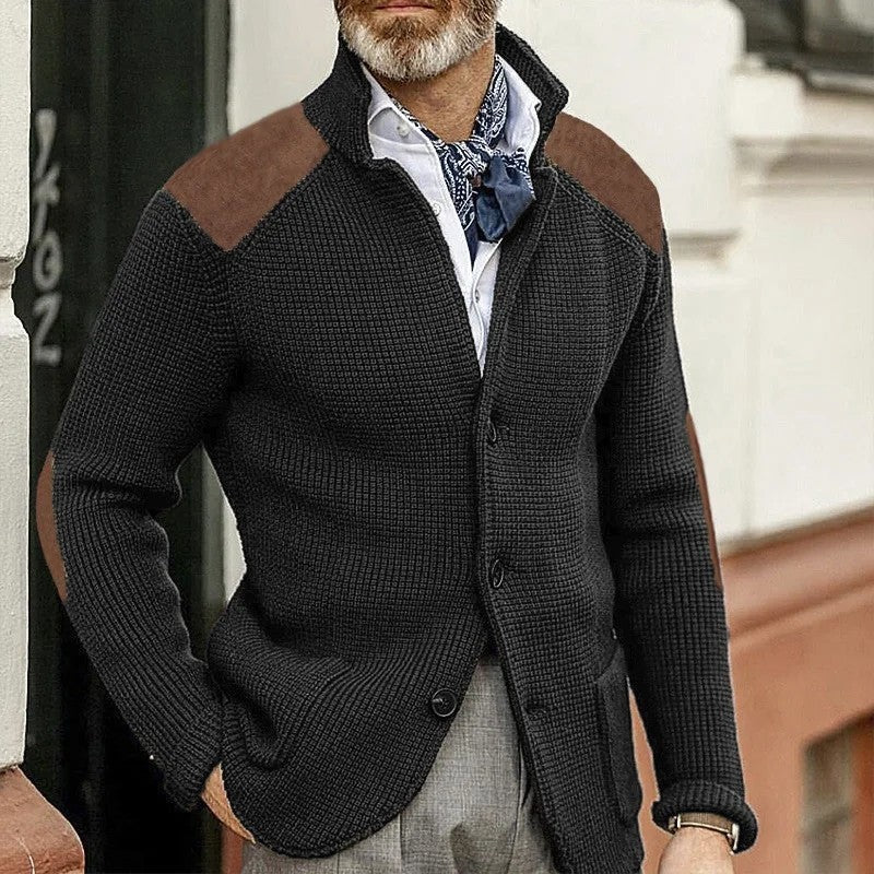 Ruvino Textured Knit Patch Shoulder Cardigan