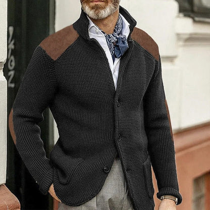 Ruvino Textured Knit Patch Shoulder Cardigan