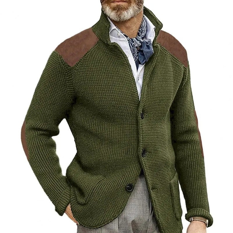Ruvino Textured Knit Patch Shoulder Cardigan