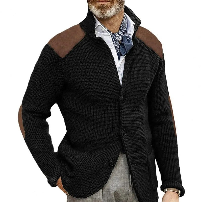 Ruvino Textured Knit Patch Shoulder Cardigan