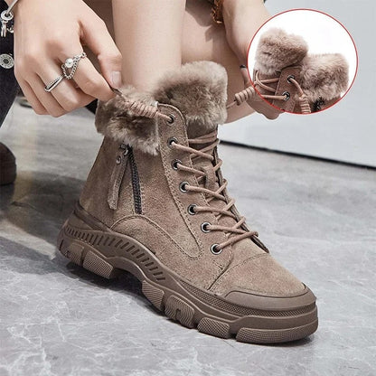Sabine Faux Fur Lined Lace-Up Ankle Boots