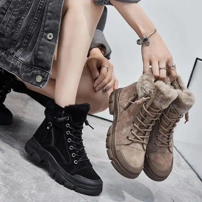 Sabine Faux Fur Lined Lace-Up Ankle Boots