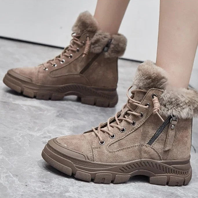 Sabine Faux Fur Lined Lace-Up Ankle Boots