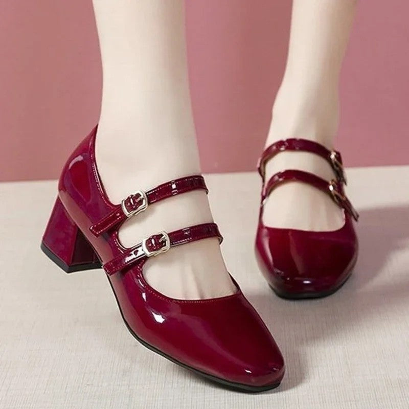 Sabrina Women's Block Heel Double Strap Mary Jane