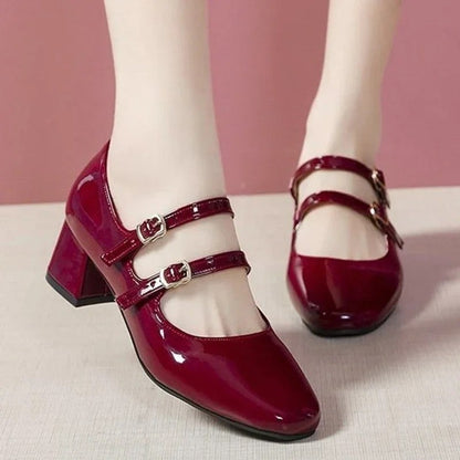 Sabrina Women's Block Heel Double Strap Mary Jane