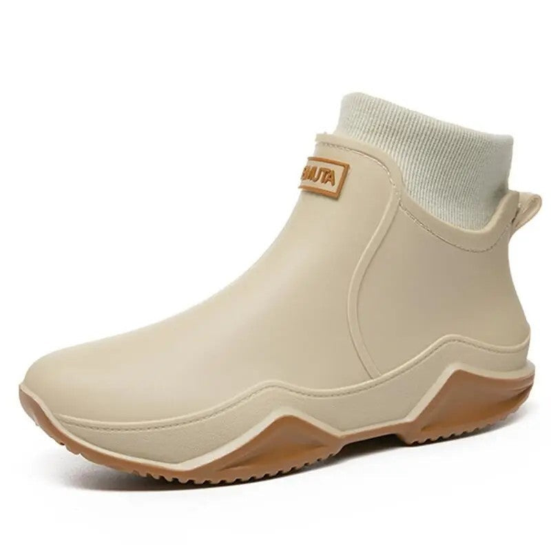 Sartin Knit Collar Waterproof Ankle Boots