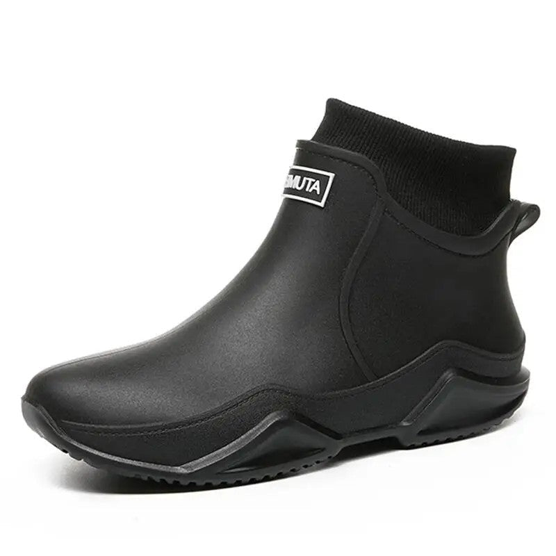Sartin Knit Collar Waterproof Ankle Boots