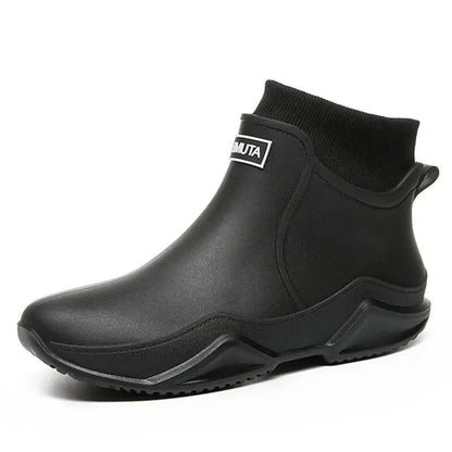 Sartin Knit Collar Waterproof Ankle Boots