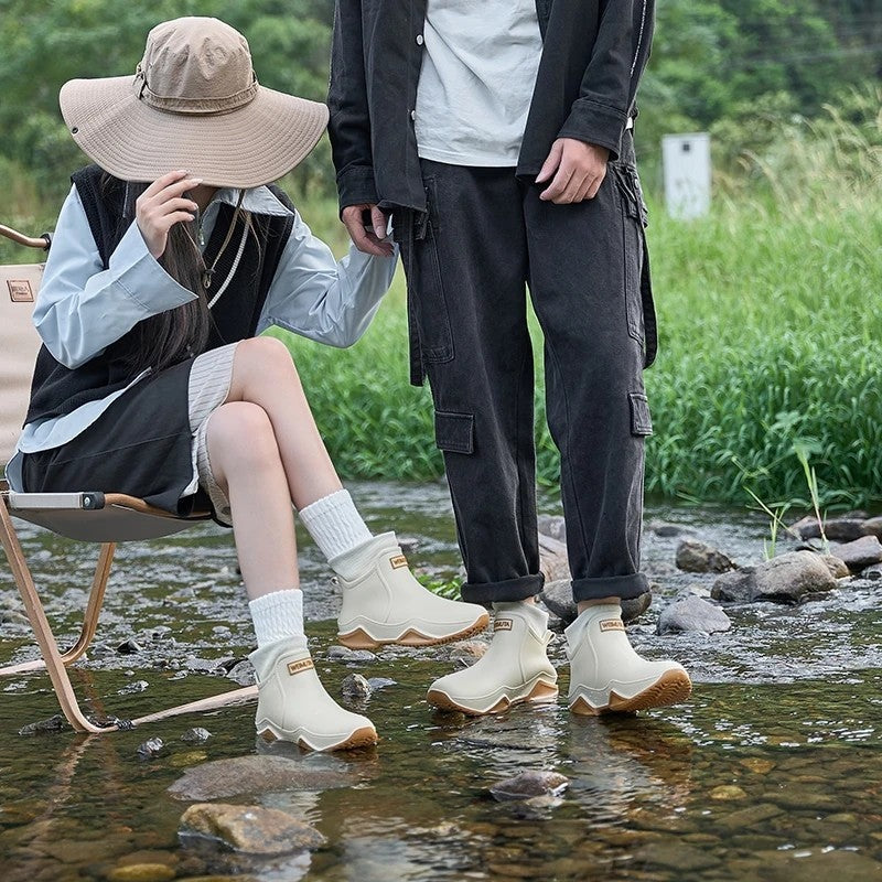 Sartin Knit Collar Waterproof Ankle Boots