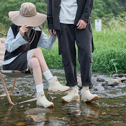Sartin Knit Collar Waterproof Ankle Boots