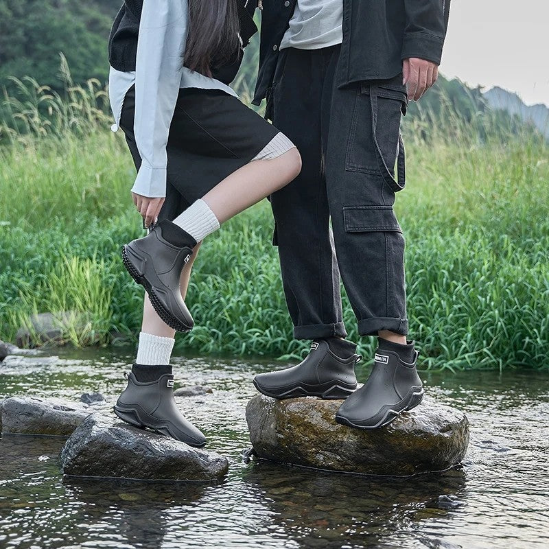 Sartin Knit Collar Waterproof Ankle Boots
