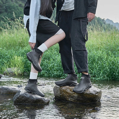 Sartin Knit Collar Waterproof Ankle Boots