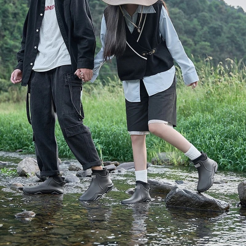 Sartin Knit Collar Waterproof Ankle Boots