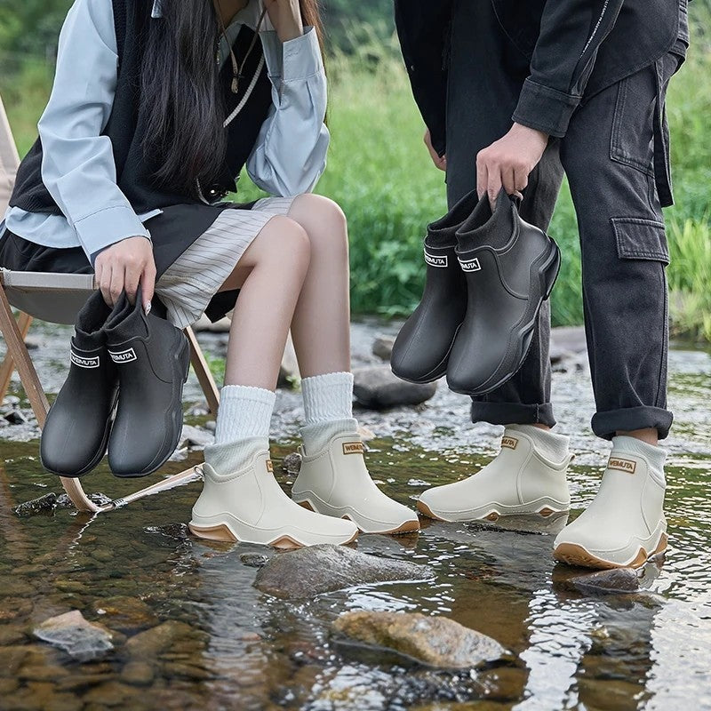 Sartin Knit Collar Waterproof Ankle Boots
