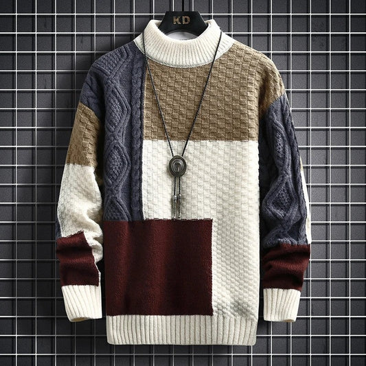 Saviour Patchwork Textured Knit Sweater