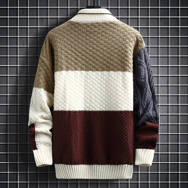 Saviour Patchwork Textured Knit Sweater