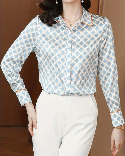Selma Women's Geometric Satin Button-Up Shirt