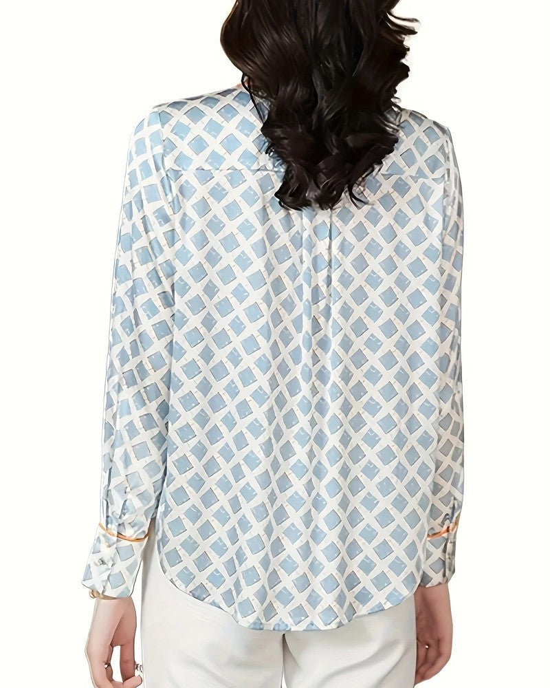 Selma Women's Geometric Satin Button-Up Shirt