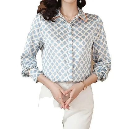 Selma Women's Geometric Satin Button-Up Shirt
