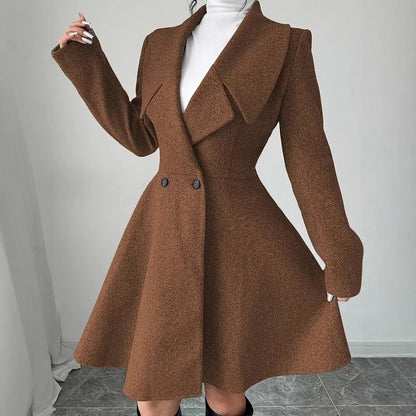 Selvane Double-Breasted Flared Coat Dress