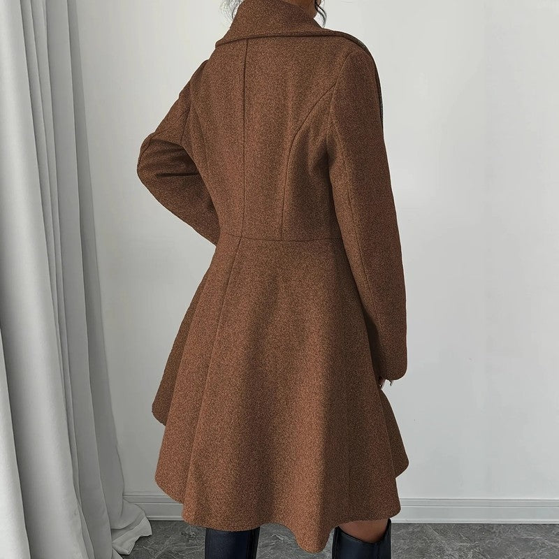 Selvane Double-Breasted Flared Coat Dress