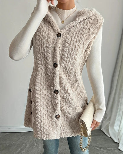 Serel Hooded Textured Fleece Vest