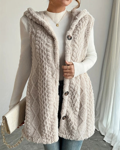 Serel Hooded Textured Fleece Vest